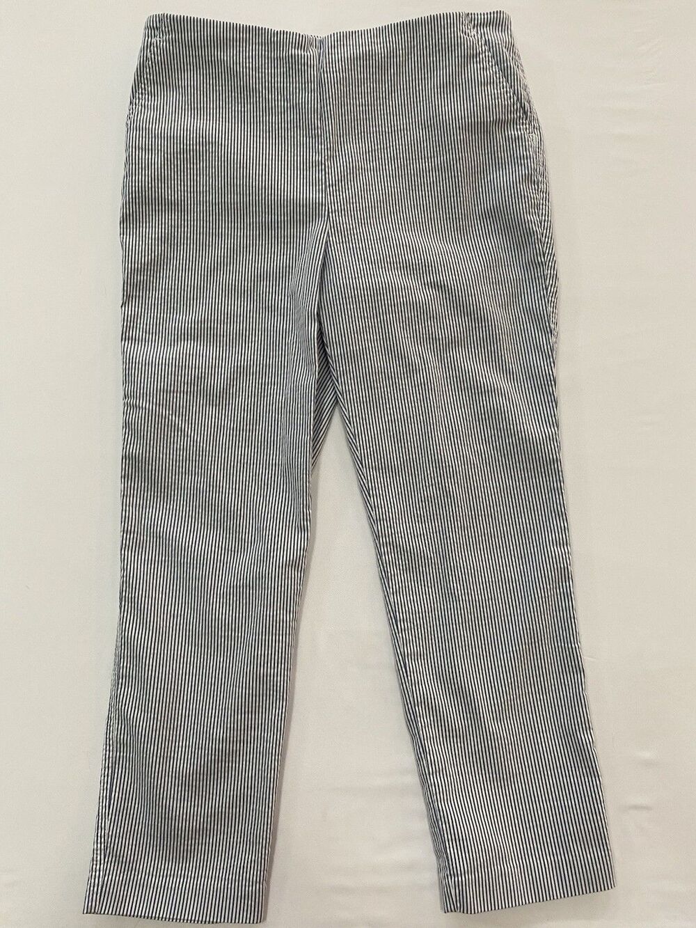Jones New York JNY Seersucker Striped Pants Size 10 Coastal Grandmother Preppy